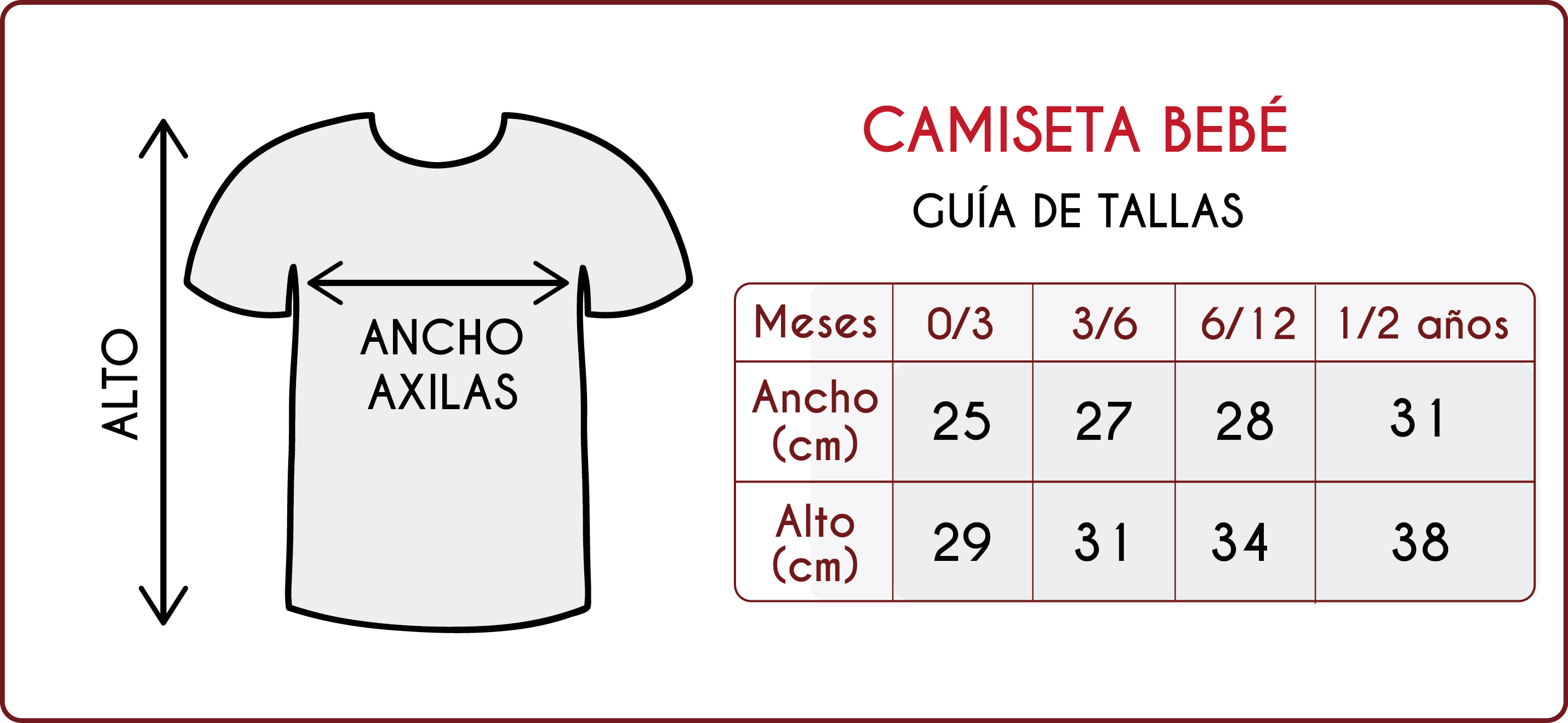 Tallas de las camisetas para bebé