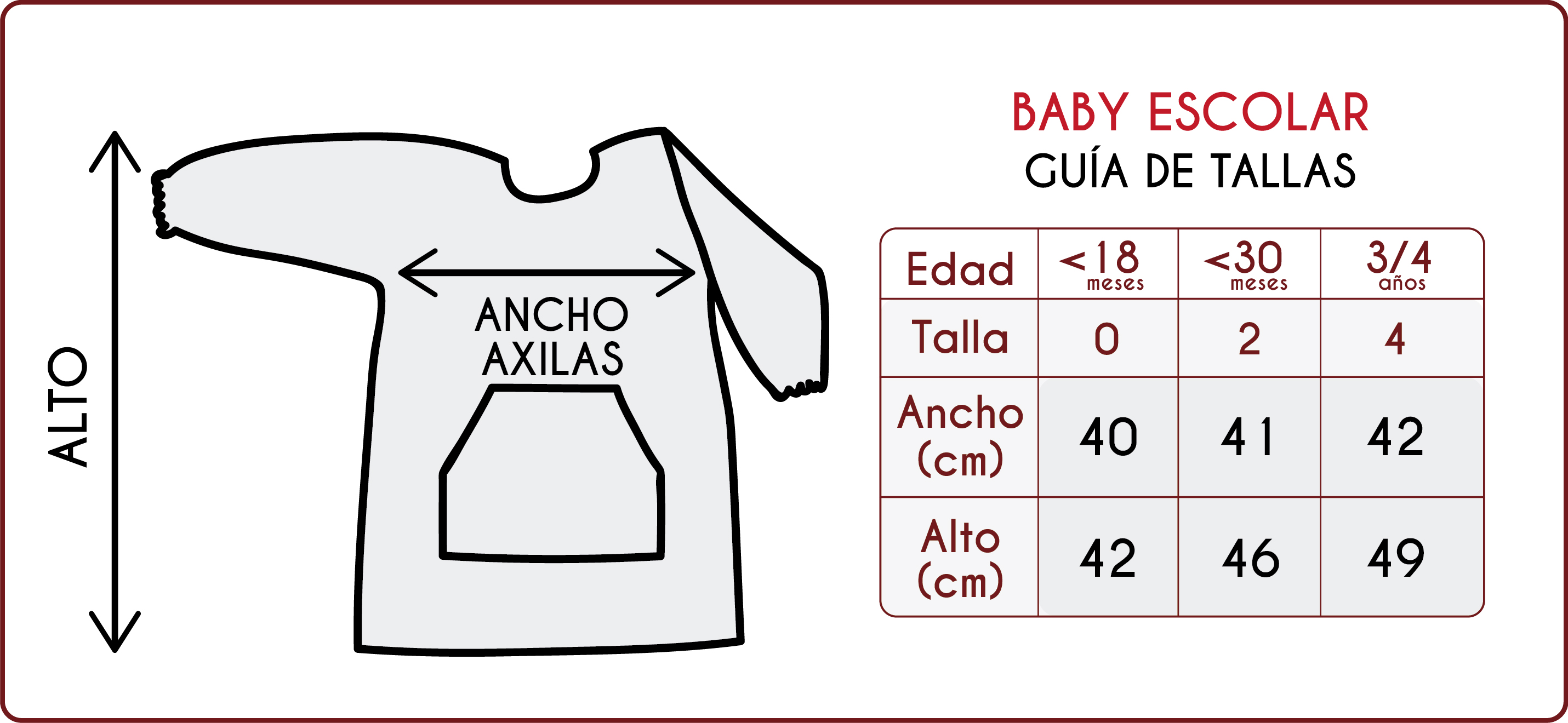 Tallas de baby escolar