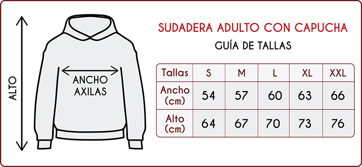 Tallas de las sudaderas para adulto